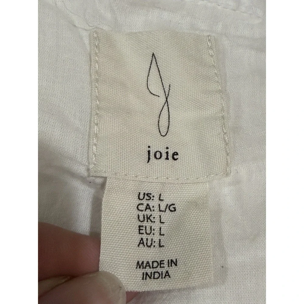 Joie Sleeveless Eyelet Boho Ruffle Hem V-Neck Dress Size Large Beach Coastal